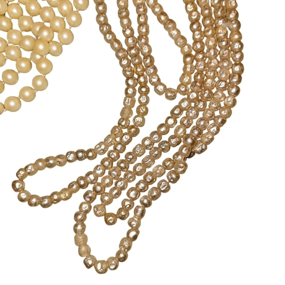 2 Faux Pearl Necklaces 48" 56" Cream - Picture 5 of 6